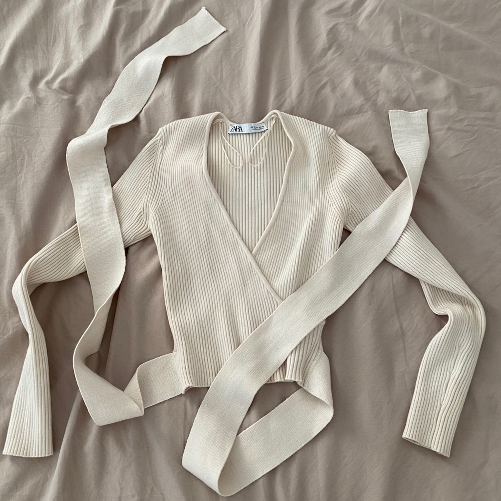 Wrap sweater oatmeal sand color